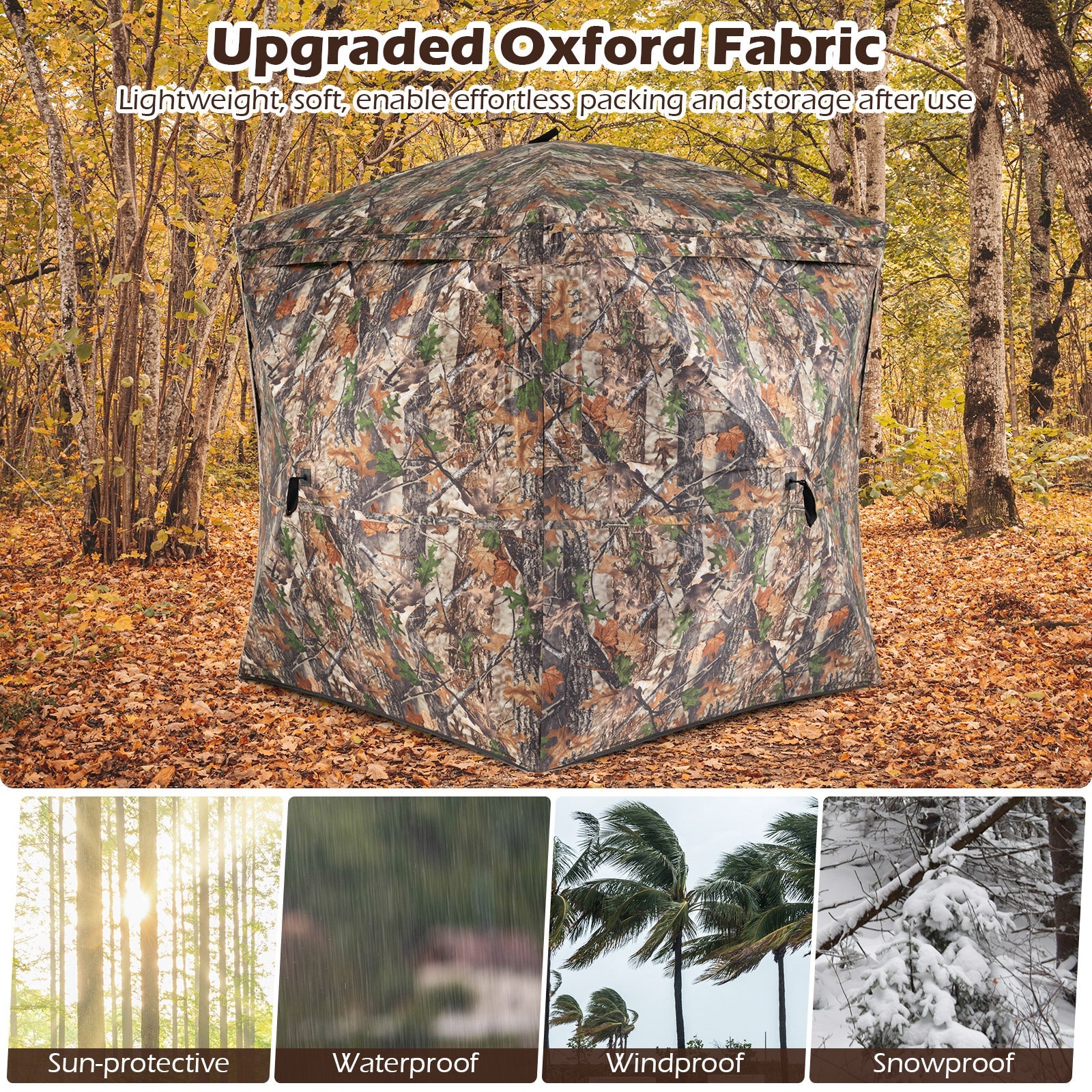 GemGear 270° See-Through Hunting Blind Tent in camo Oxford fabric with silent magnetic door on Tampa Home & Garden Store