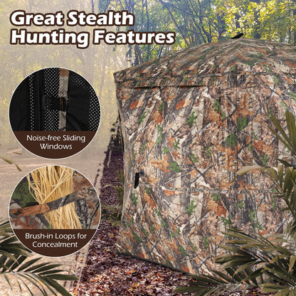 270° See-Through Hunting Blind Tent GemGear camo with silent magnetic door and noise-free windows on Tampa Home & Garden Store