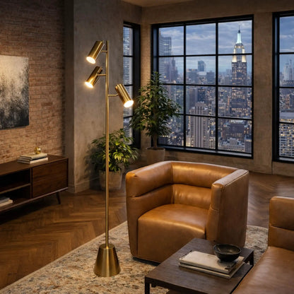 Lumina Floor Lamp With Rotary Switch Triple Spots
