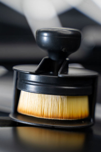 Blackline Car Care Tire Shine Applicator Brush with wooden bristle head and black handle on Tampa Home & Garden Store
