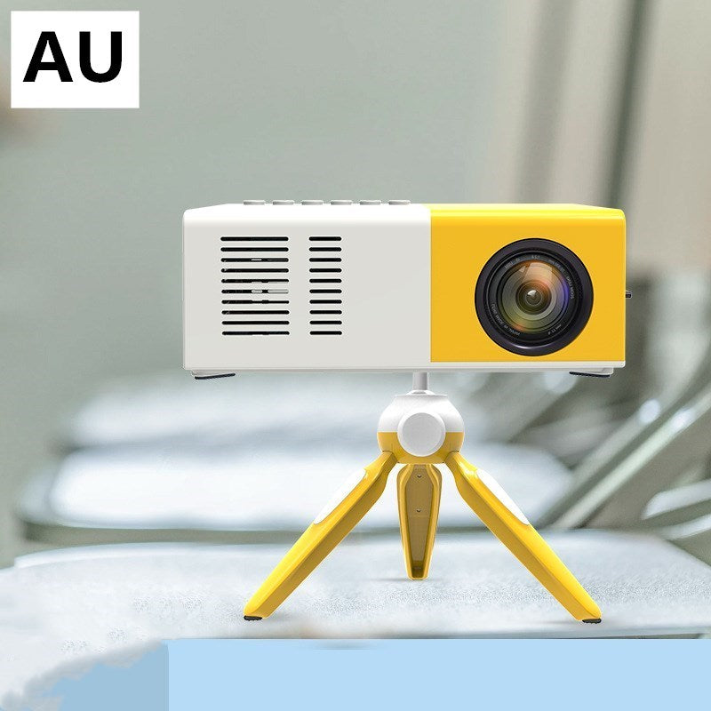 Gift Home Entertainment Projector handheld mini LED projector with yellow white body on tripod on Tampa Home & Garden Store
