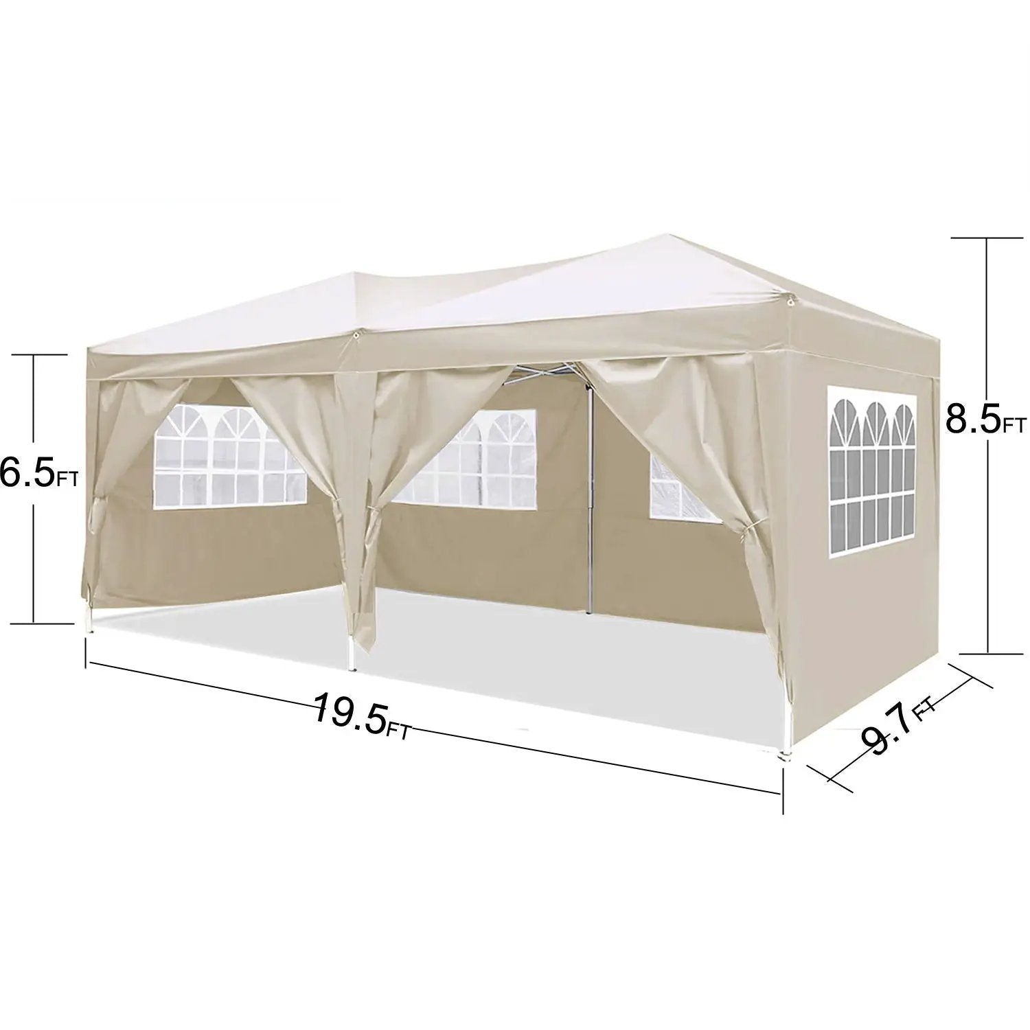 10x20 ft beige EZ Pop Up Canopy with 6 removable sidewalls and carry bag Unique Piece Furniture on Tampa Home & Garden Store