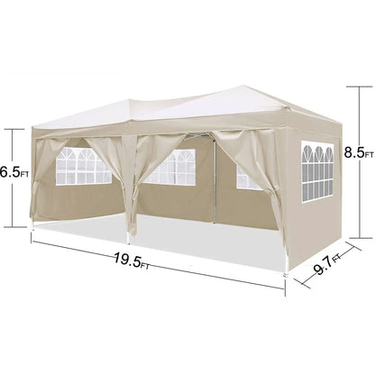10x20 ft beige EZ Pop Up Canopy with 6 removable sidewalls and carry bag Unique Piece Furniture on Tampa Home & Garden Store