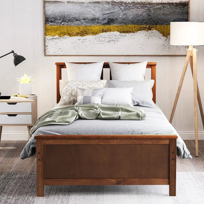Platform bed with headboard and footboard in warm wood slat support Unique Piece Furniture on Tampa Home & Garden Store