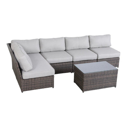 Comfortable Patio Rattan Sectional Set brown wicker gray cushions HouseOfZazla on Tampa Home & Garden Store