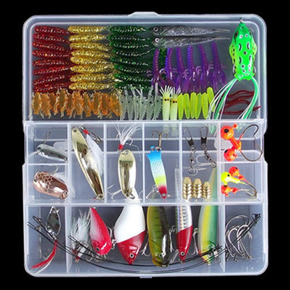 Lure set in a clear tackle box by My Store with freshwater soft baits and metal lures on Tampa Home & Garden Store