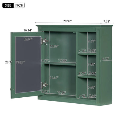 Wall Mounted Cabinet With Mirror and Open Shelves