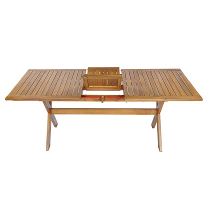 Seven Piece Acacia Wood Outdoor Dining Set