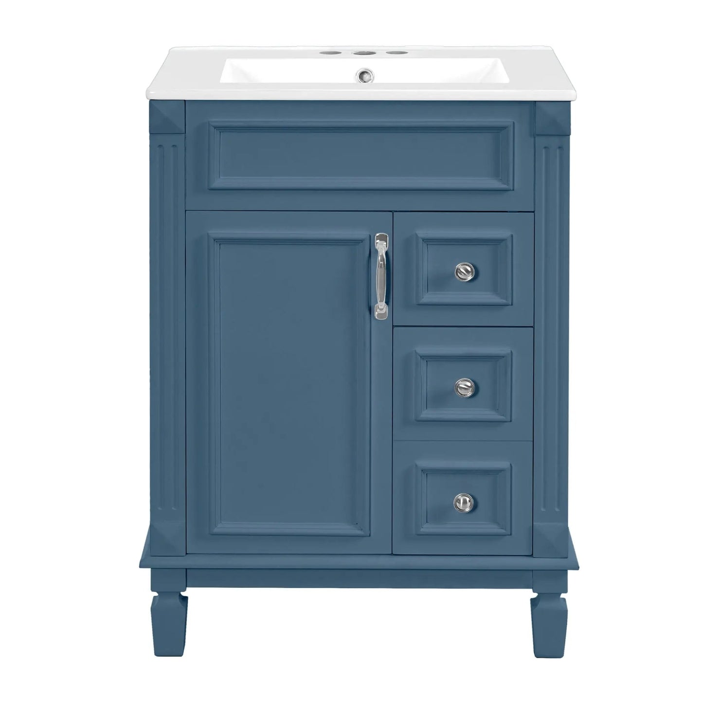 Blue Bathroom Vanity with Ceramic Sink Drawers
