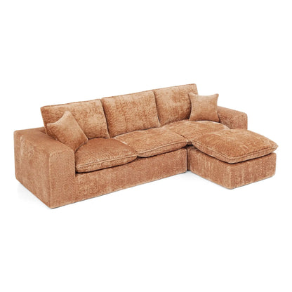 Sectional sofa with moveable ottoman in tan textured fabric by Unique Piece Furniture on Tampa Home & Garden Store