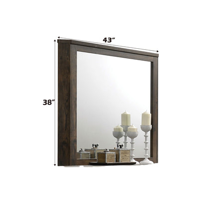 Rustic walnut-framed wall mirror by HouseOfZazla, 43 in wide x 38 in tall, visible inside on Tampa Home & Garden Store