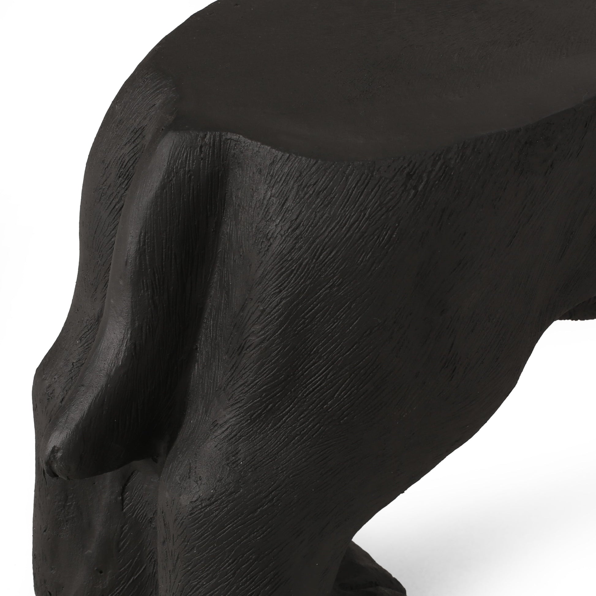 MGO Dog Bench Labrador design matte black finish close-up texture on Tampa Home & Garden Store