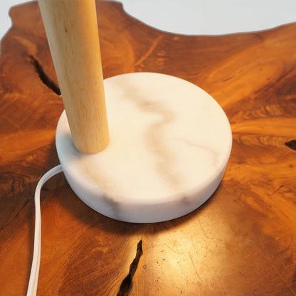Bedside table lamp with globe white lampshade and natural wood stem by HouseOfZazla on Tampa Home & Garden Store