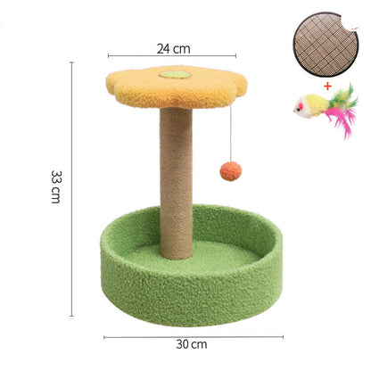 Grinding Claws And Teasing Cat Toys scratching post with green base, sisal column and orange pom on Tampa Home & Garden Store