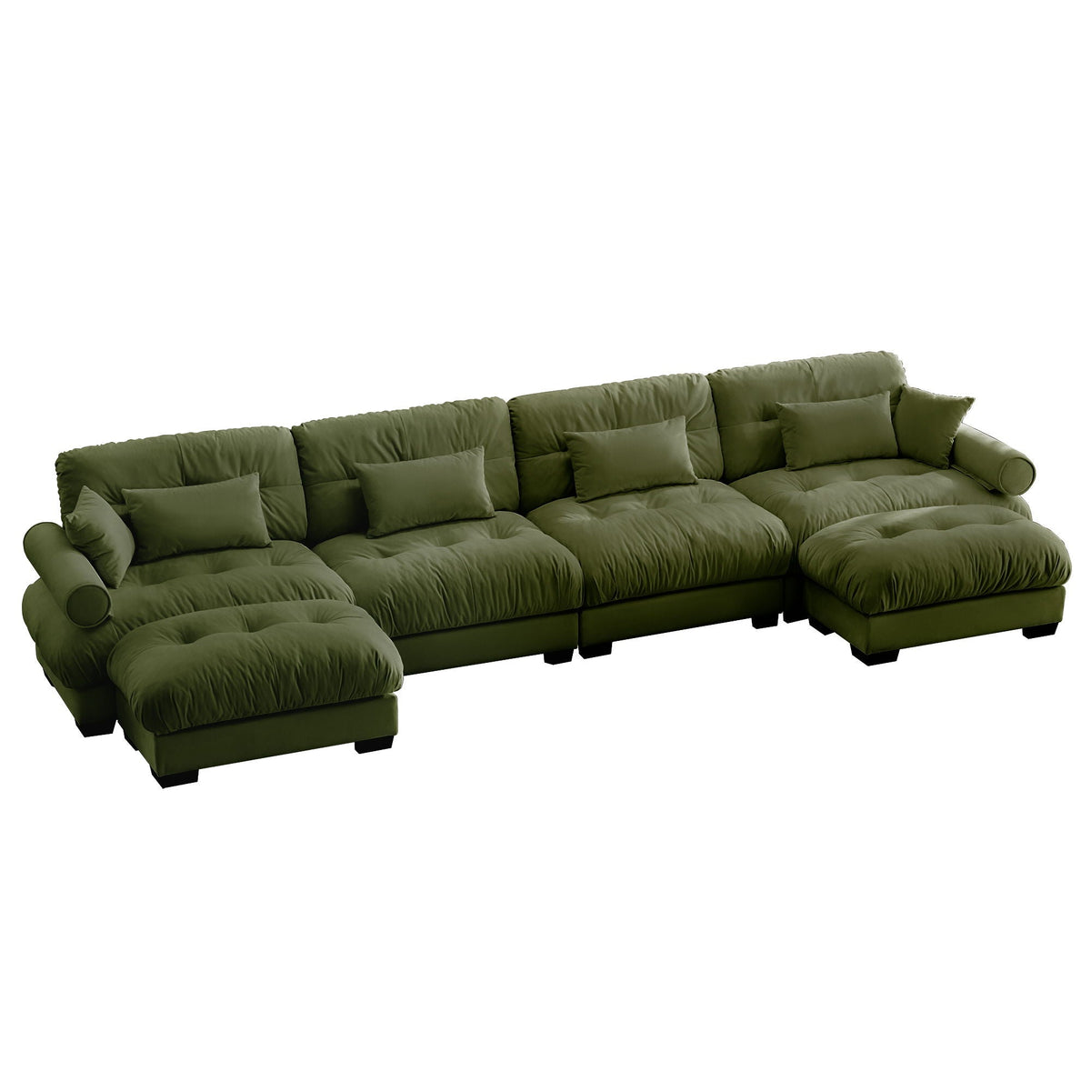 HouseOfZazla olive green oversized modular sectional with movable ottoman, 2-piece set on Tampa Home & Garden Store