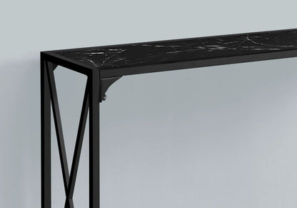 Accent console table with black marble top and metal frame geometric legs on Tampa Home & Garden Store