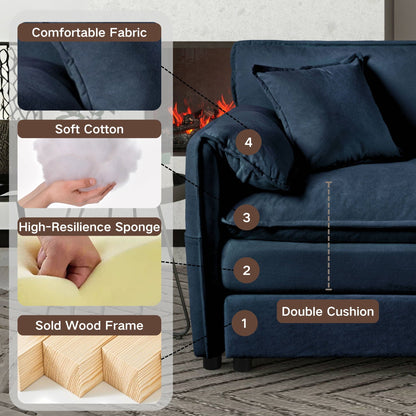 HouseOfZazla blue modern comfy deep-seat modular sectional sofa with ottoman on Tampa Home & Garden Store