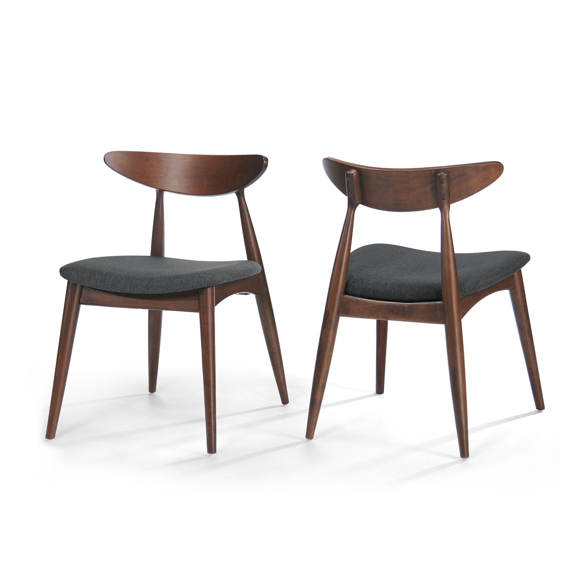 Retro dining chairs set of 2 by HouseOfZazla, dark wood frames with gray upholstered seats on Tampa Home & Garden Store