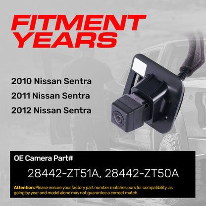 Master Tailgaters Nissan Sentra backup camera (2010-2012), black housing, OE part on Tampa Home & Garden Store