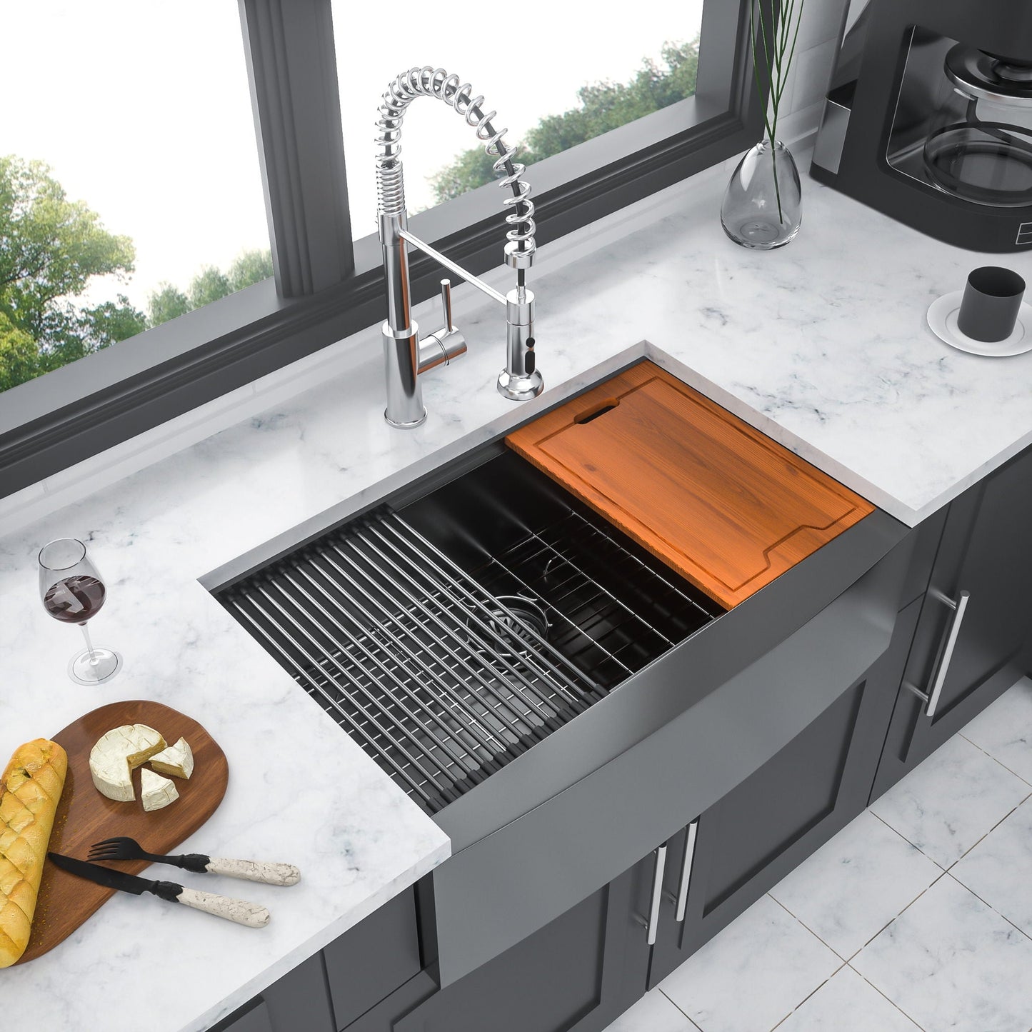 Farmhouse Kitchen Sink With Apron Front And Steel