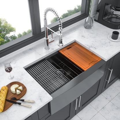Farmhouse Kitchen Sink With Apron Front And Steel