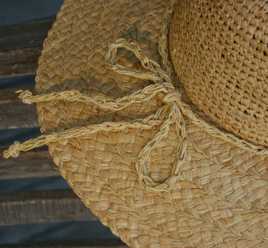 Raffia sun hat Womanswork natural straw woven with rope tie detail on Tampa Home & Garden Store