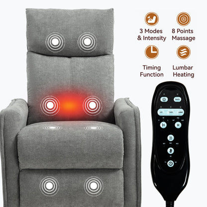 Gray heat massage manual recliner chair with rocker and swivel, remote control by HouseOfZazla on Tampa Home & Garden Store