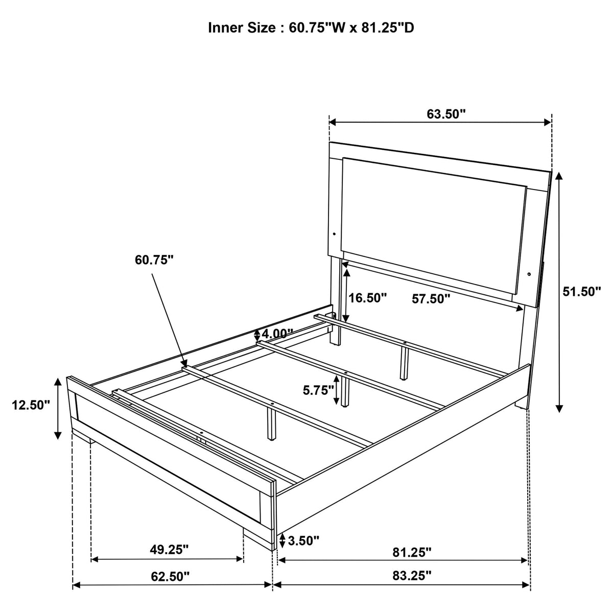 Lincoln LED Panel Bed with Touch Light Headboard by HouseOfZazla, panel bed frame schematic on Tampa Home & Garden Store