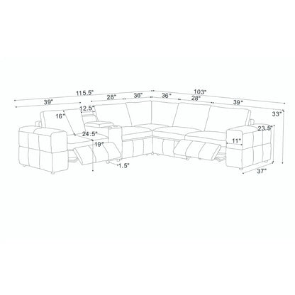 Upholstered Arms Sectional With Recliner Seats line diagram dimensions Unique Piece Furniture on Tampa Home & Garden Store