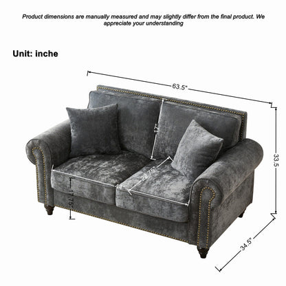 2 Seater Sofa with Rolled Arms and Tufted Back