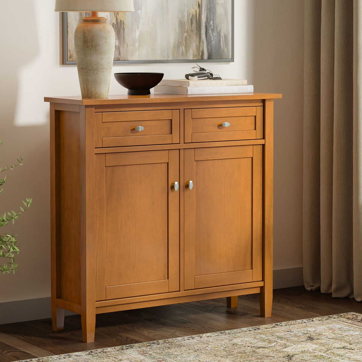 Warm Shaker Entryway Storage Cabinet with Adjustable Shelves brown wood finish HouseOfZazla on Tampa Home & Garden Store