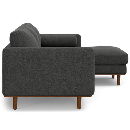 Morrison Upholstered Sectional Sofa in dark gray textured fabric with wooden legs by Unique Piece Furniture on Tampa Home & Garden Store