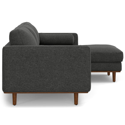 Morrison Upholstered Sectional Sofa, dark grey fabric, wood legs by HouseOfZazla on Tampa Home & Garden Store