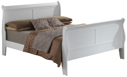 Panel Sleigh Bed by HouseOfZazla, white wood bed frame with paneled headboard and footboard on Tampa Home & Garden Store