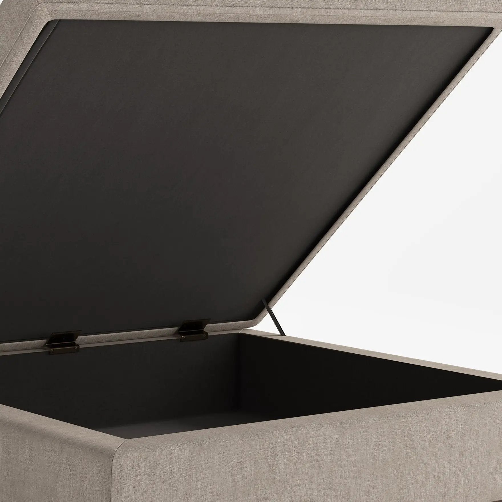 Owen multifunctional square coffee table storage ottoman open lid beige fabric exterior on Tampa Home & Garden Store