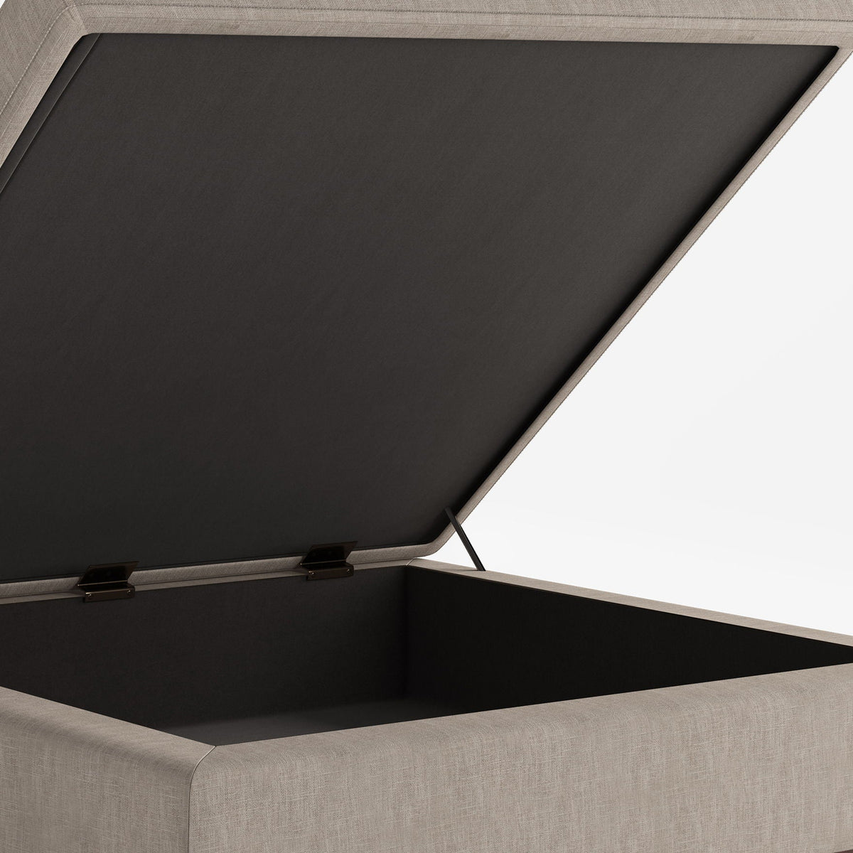 Square Lift Top Coffee Table and Storage Ottoman HouseOfZazla beige exterior lid open on Tampa Home & Garden Store