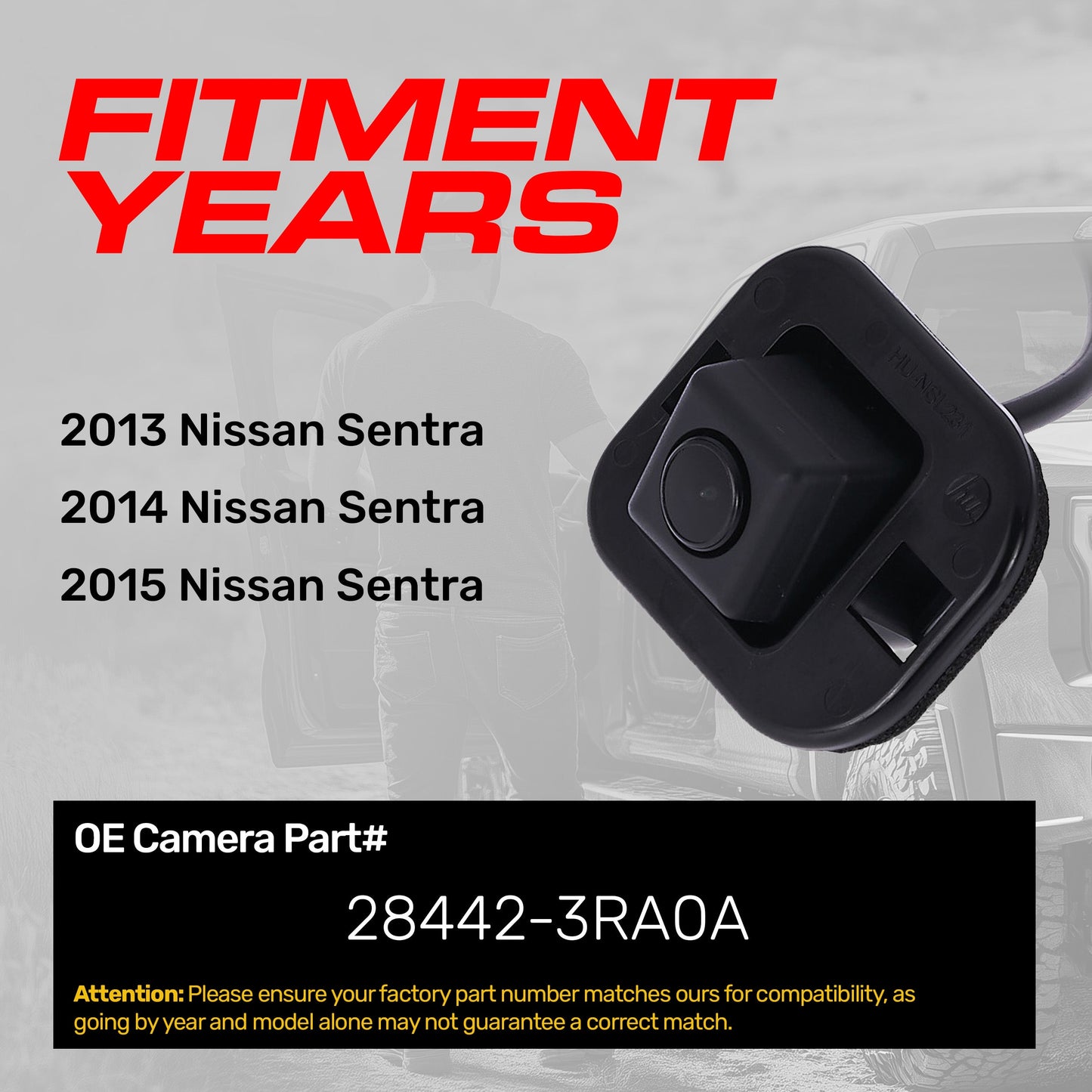 OEM backup camera for Nissan Sentra (2013-2015) Master Tailgaters 28442-3RA0A, black housing on Tampa Home & Garden Store