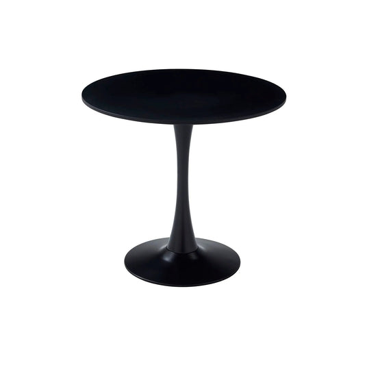 Round black dining table with tulip-style pedestal base on Tampa Home & Garden Store