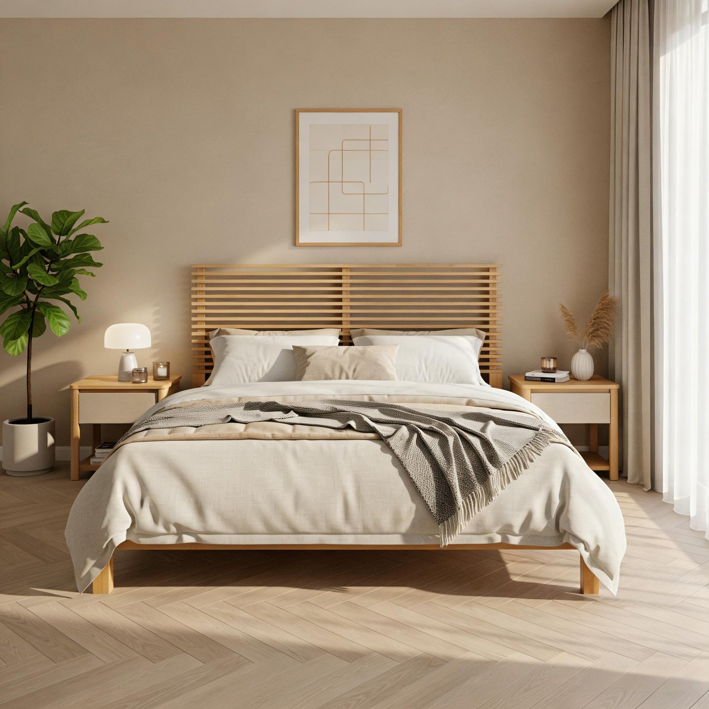 Queen Solid Wood Platform Bed in a Walnut Finish