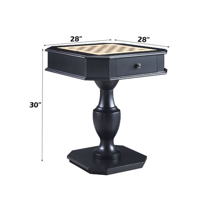 Galini Game Table by HouseOfZazla, black wood with chessboard inlay on Tampa Home & Garden Store