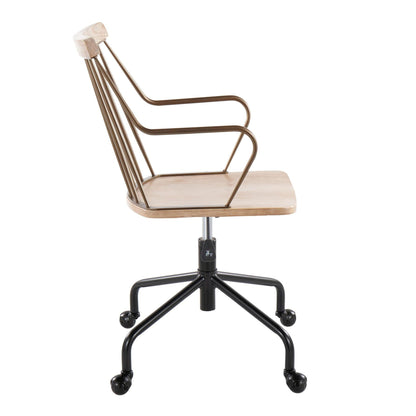 Farmhouse adjustable office chair swivel beige seat with curved metal frame HouseOfZazla on Tampa Home & Garden Store