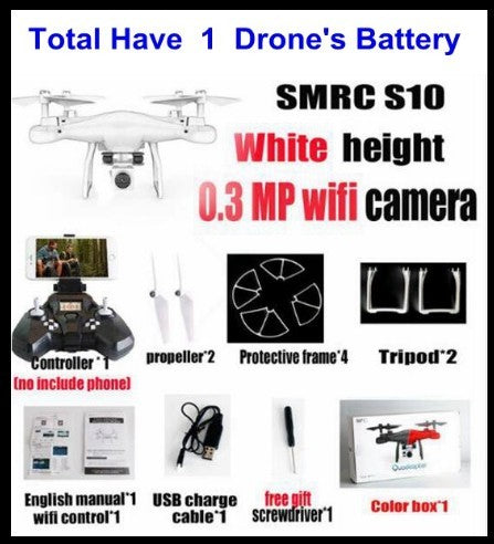 S10 SMRC FPV quadcopter kit with 0.3 MP wifi camera, white on Tampa Home & Garden Store