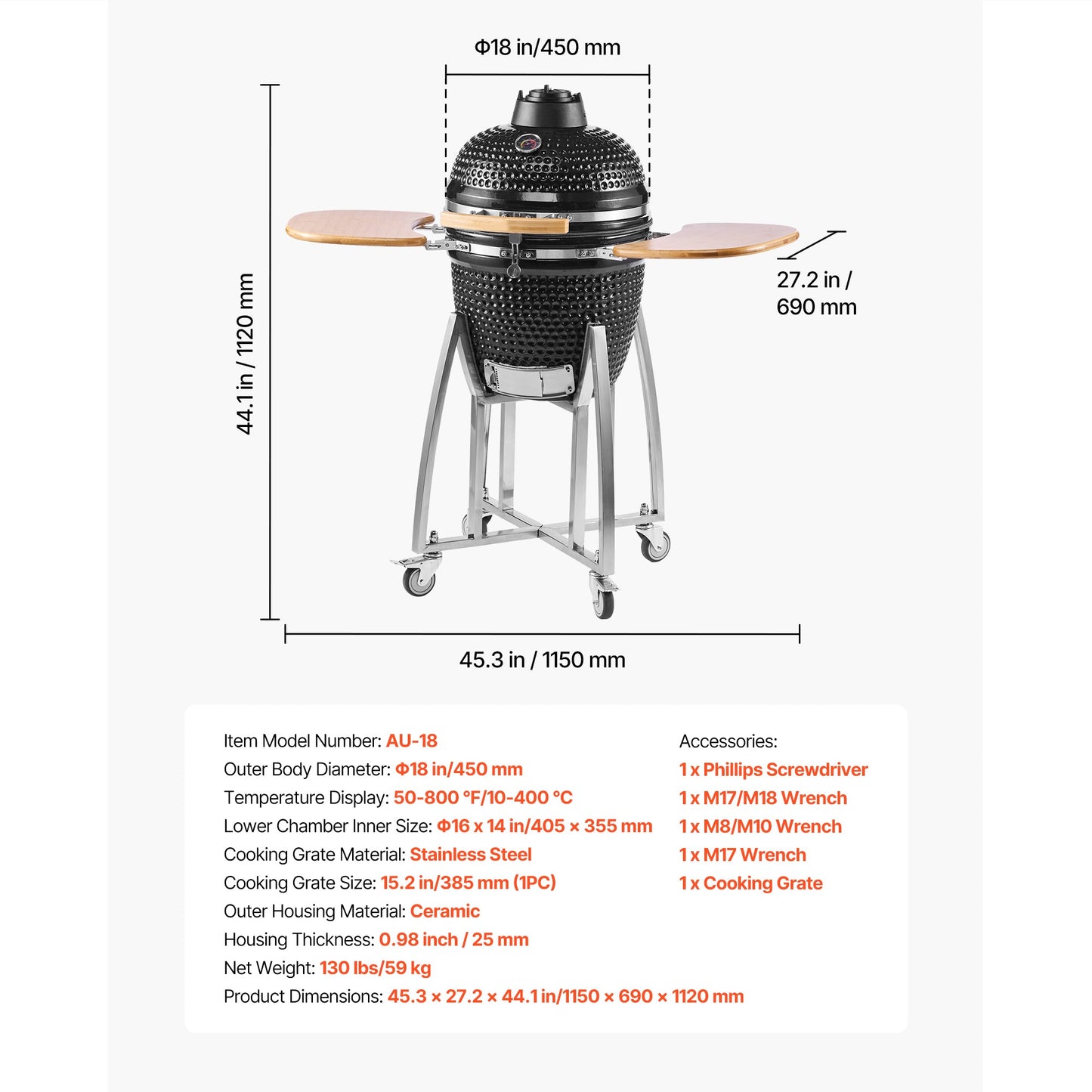 Heavy Duty Kamado Charcoal Smoker and Grill