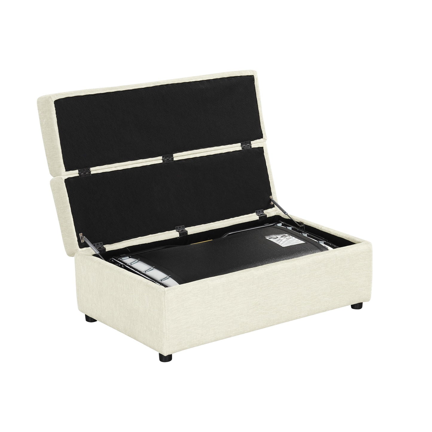 Twin size folding ottoman sleeper bed with mattress in beige fabric, HouseOfZazla brand on Tampa Home & Garden Store