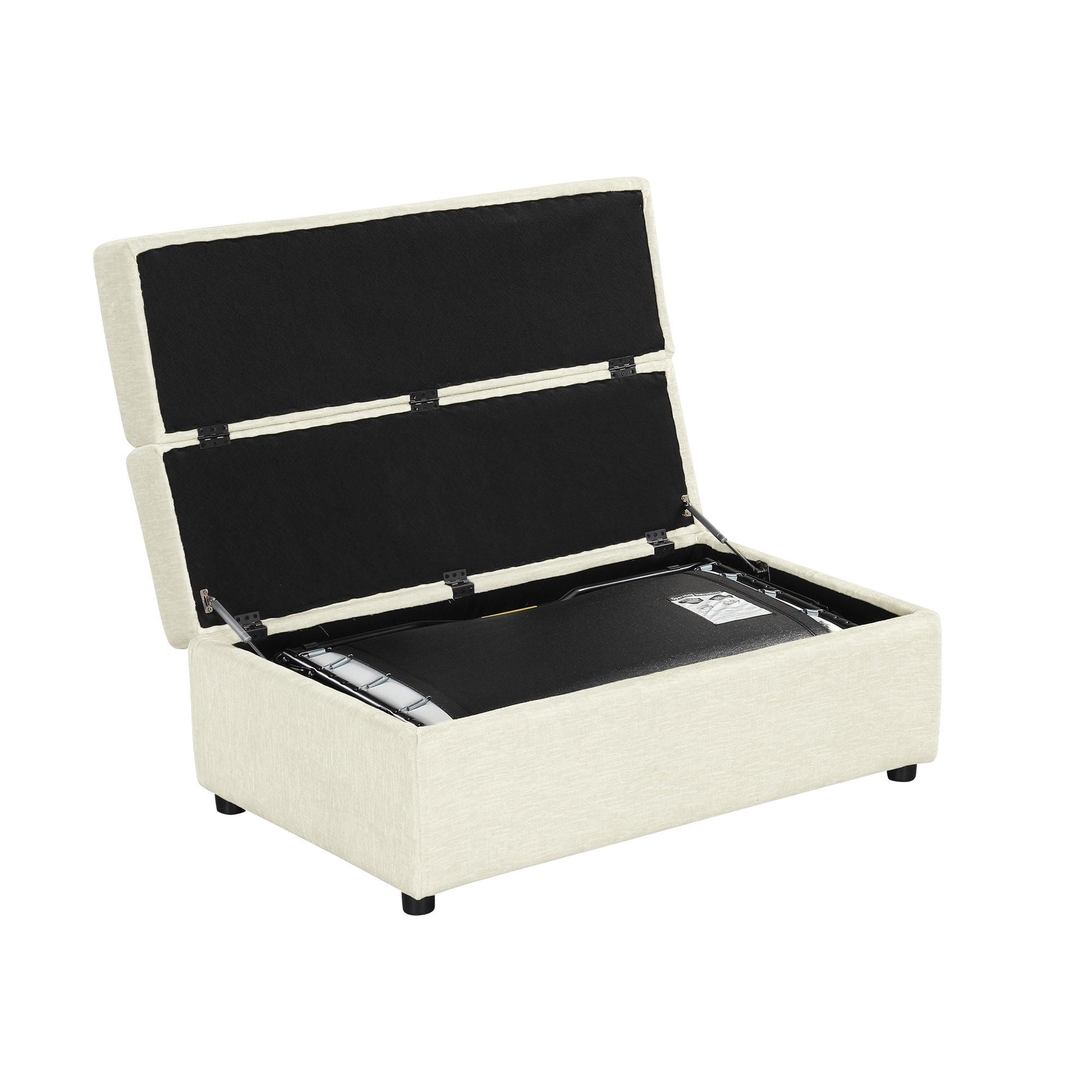 Twin size folding ottoman sleeper bed with mattress in beige fabric, HouseOfZazla brand on Tampa Home & Garden Store