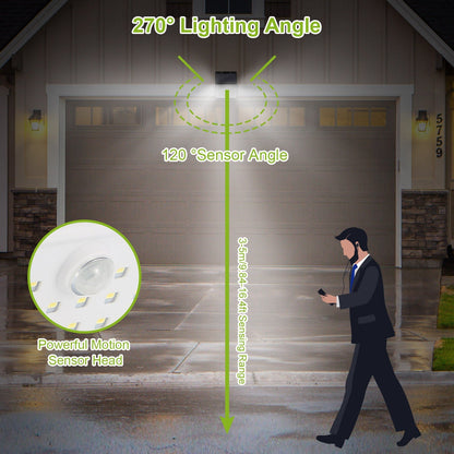Solar LED security wall light with 88 LEDs, motion sensor, 270° lighting for garage on Tampa Home & Garden Store