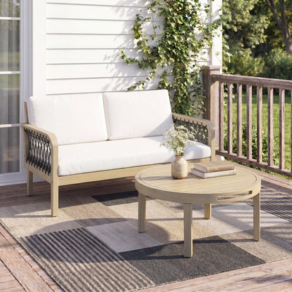 Outdoor Acacia Wood Loveseat and Coffee Table Set