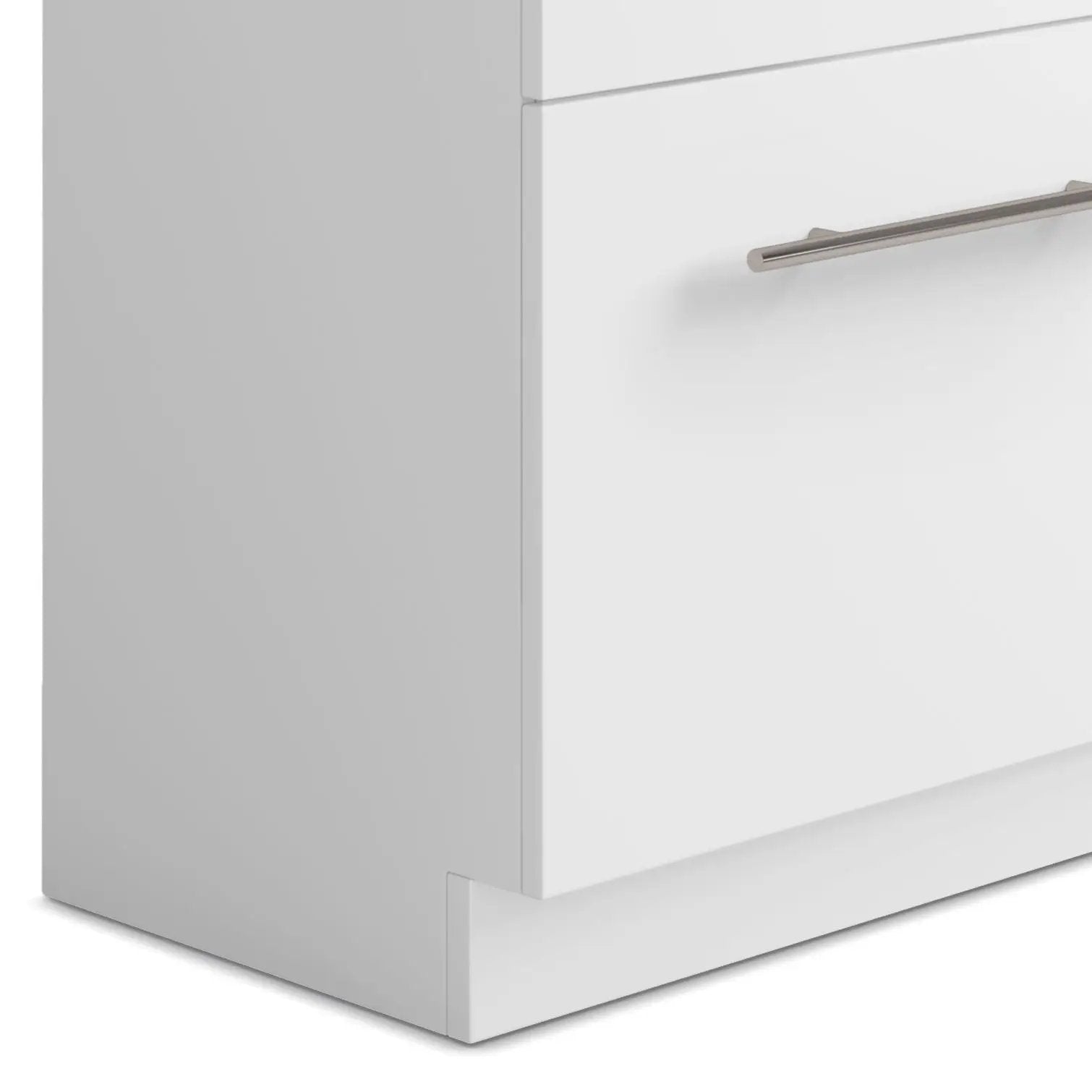 Metro laundry cabinet vanity with white finish and brushed nickel bar pull on Tampa Home & Garden Store