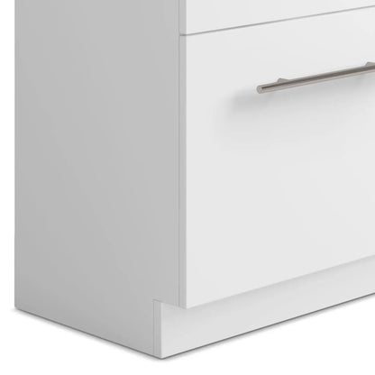 Metro laundry cabinet vanity with white finish and brushed nickel bar pull on Tampa Home & Garden Store