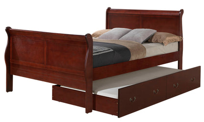 Elegant trundle bed HouseOfZazla in dark cherry wood with under-bed storage drawers on Tampa Home & Garden Store